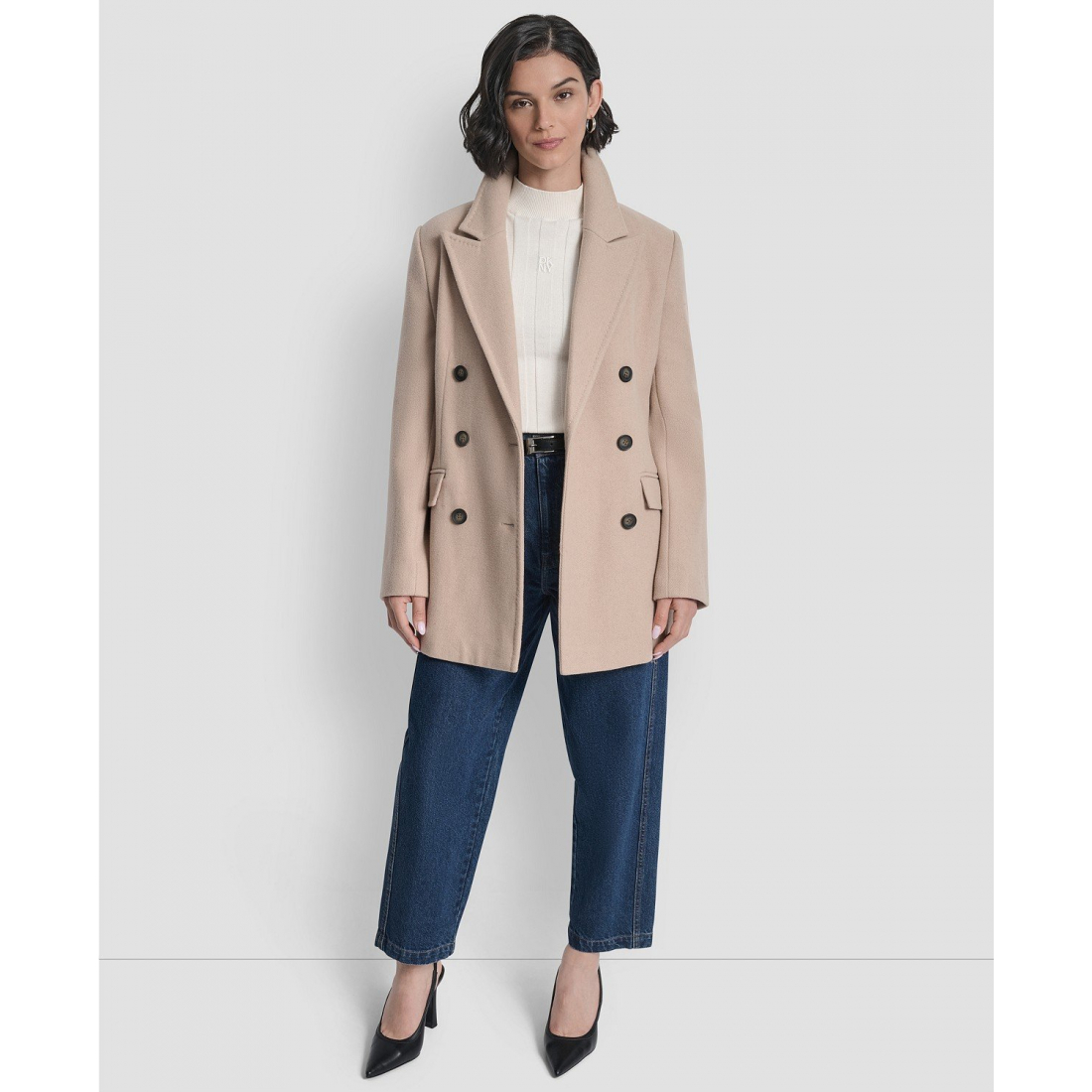 Manteau à ceinture 'Short Double-Breasted Belted Coat' pour Femmes