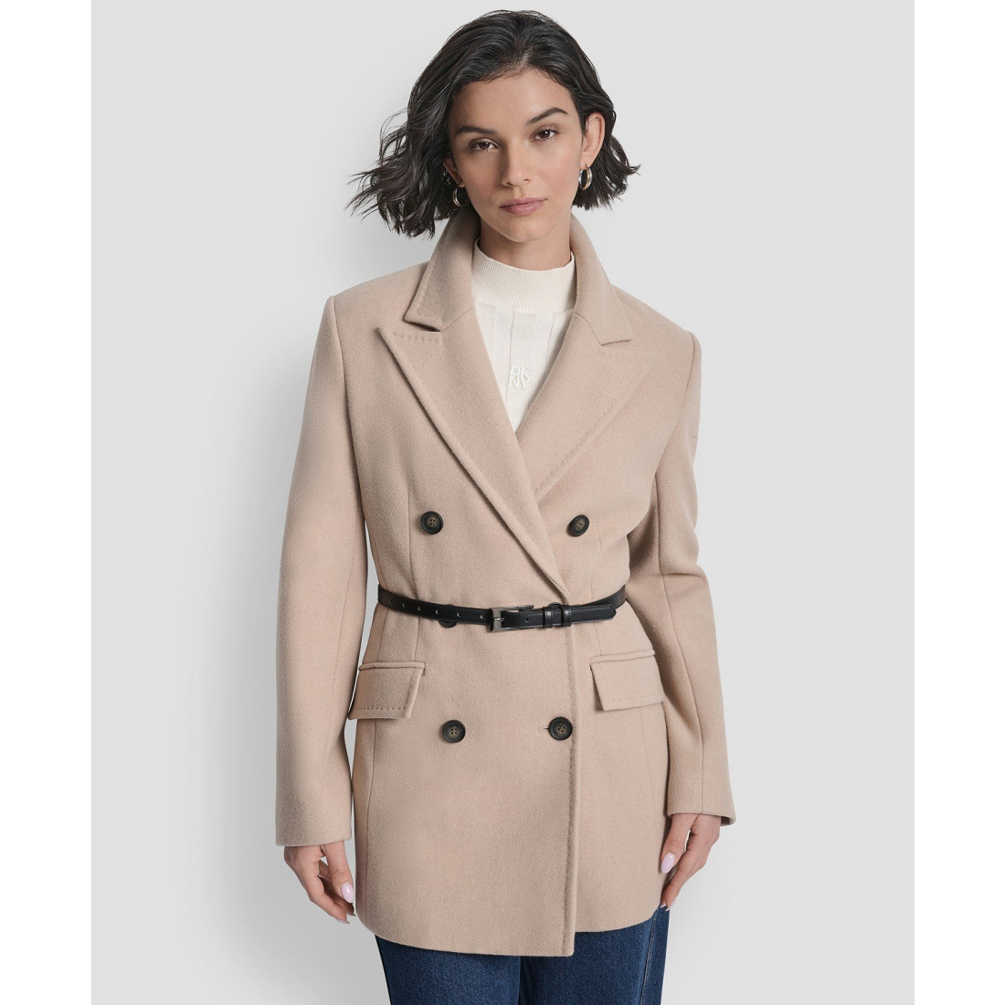 Manteau à ceinture 'Short Double-Breasted Belted Coat' pour Femmes