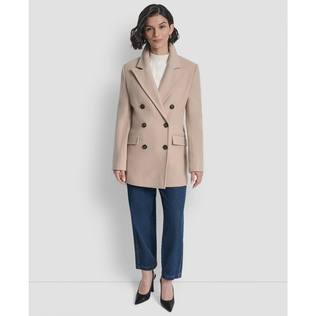 Manteau à ceinture 'Short Double-Breasted Belted Coat' pour Femmes
