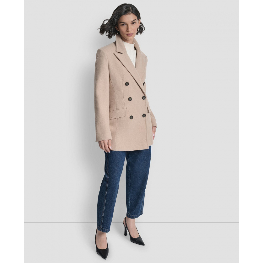 Manteau à ceinture 'Short Double-Breasted Belted Coat' pour Femmes