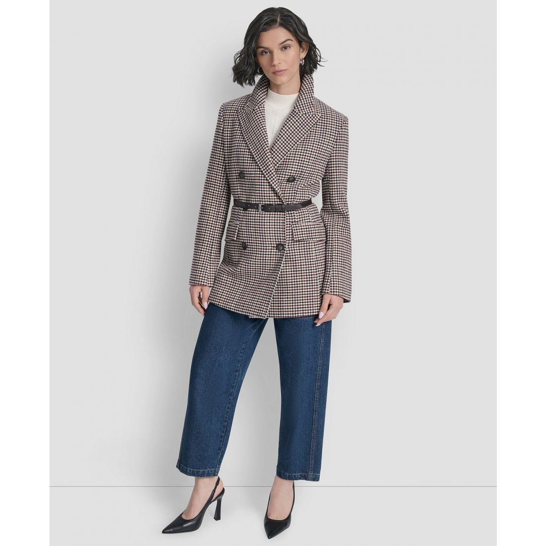 Manteau à ceinture 'Short Double-Breasted Belted Coat' pour Femmes