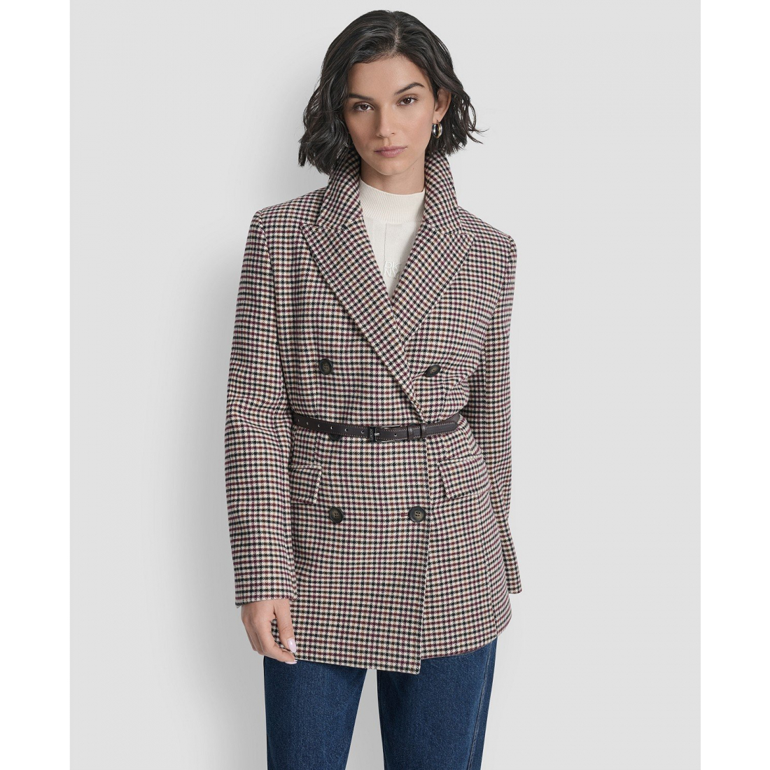 Manteau à ceinture 'Short Double-Breasted Belted Coat' pour Femmes
