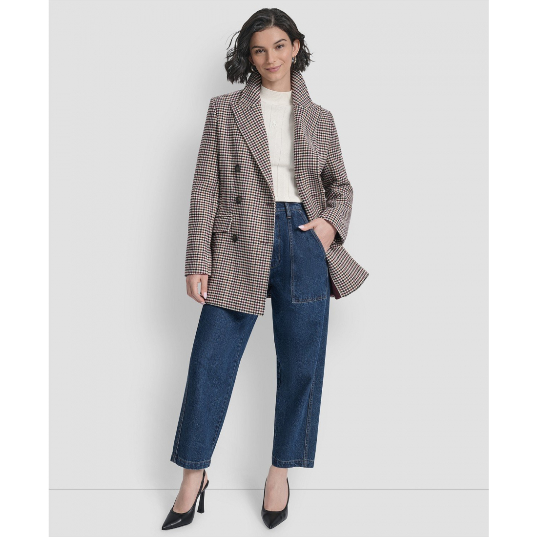 Manteau à ceinture 'Short Double-Breasted Belted Coat' pour Femmes
