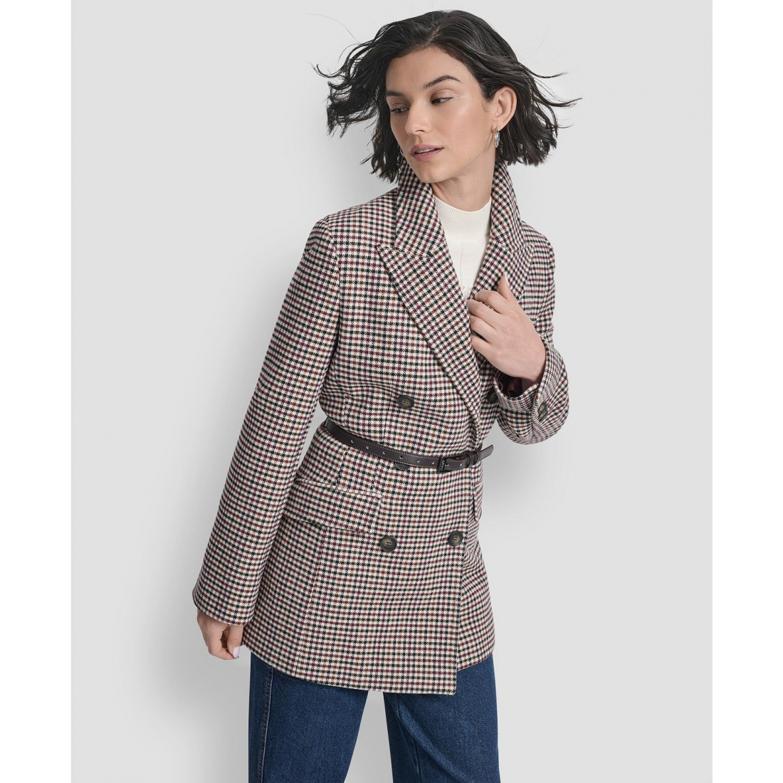 Manteau à ceinture 'Short Double-Breasted Belted Coat' pour Femmes