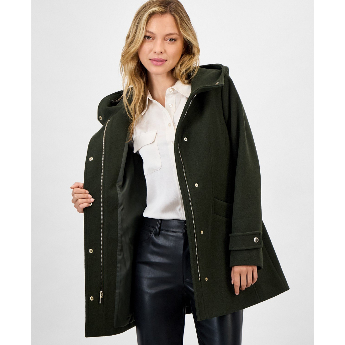 Women's 'Hooded Button-Front' Coat