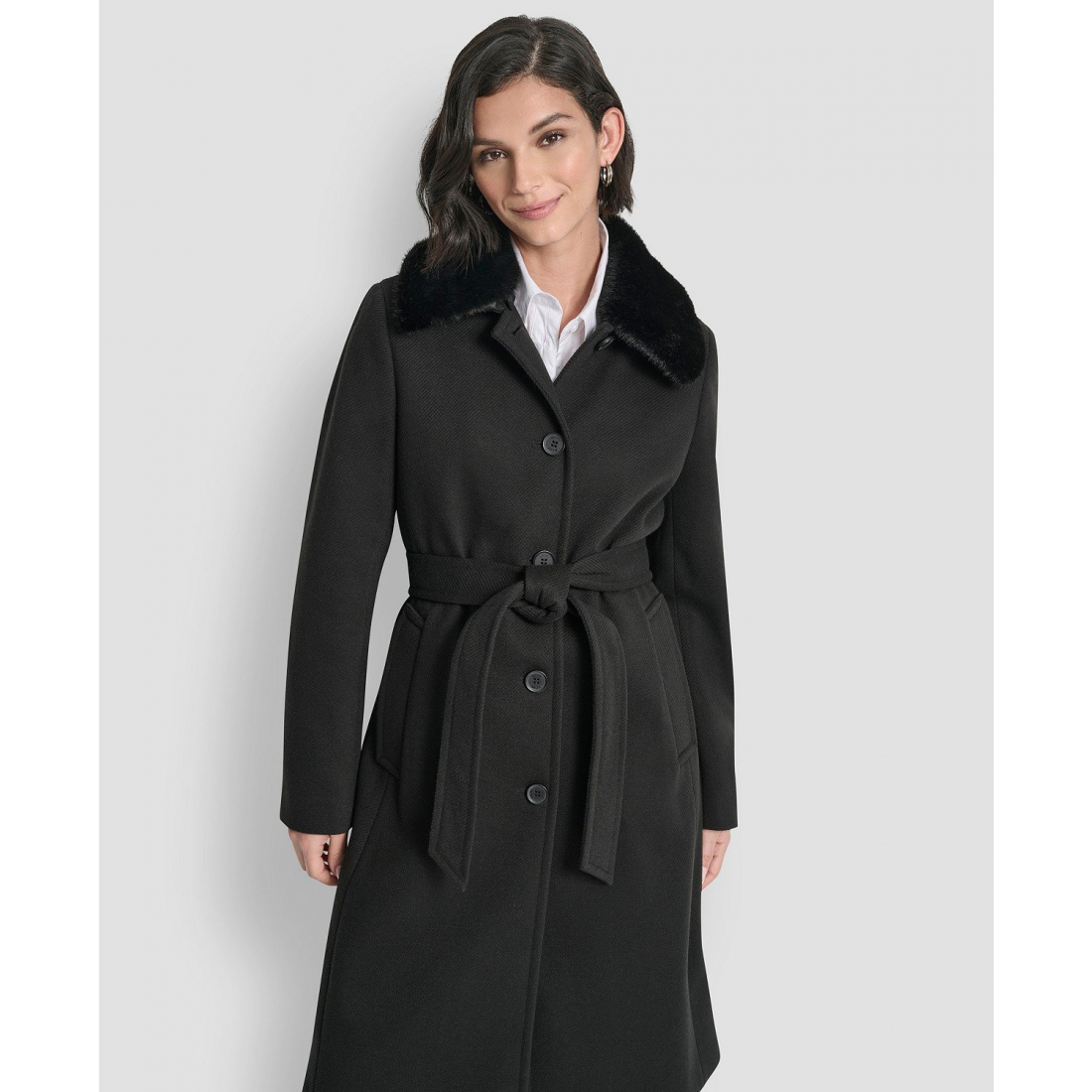 Manteau à ceinture 'Single-Breasted Pillow Collar' pour Femmes