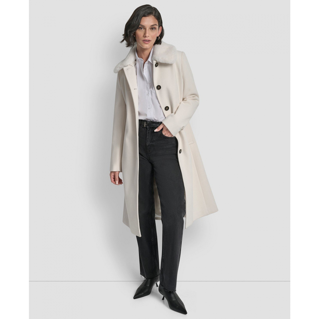 Manteau à ceinture 'Single-Breasted Pillow Collar' pour Femmes