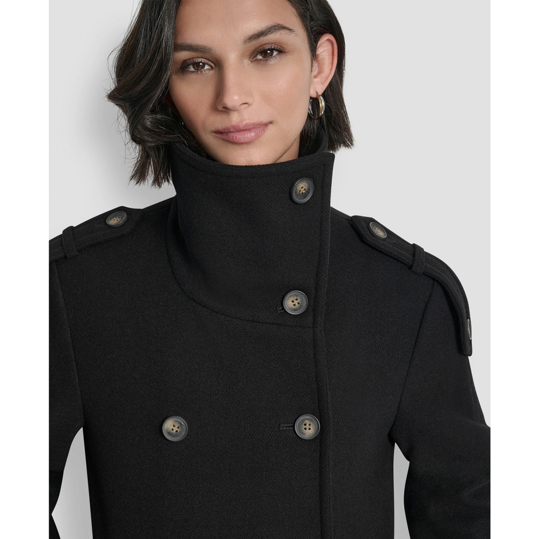 Caban 'Double-Breasted Funnel Neck Military' pour Femmes
