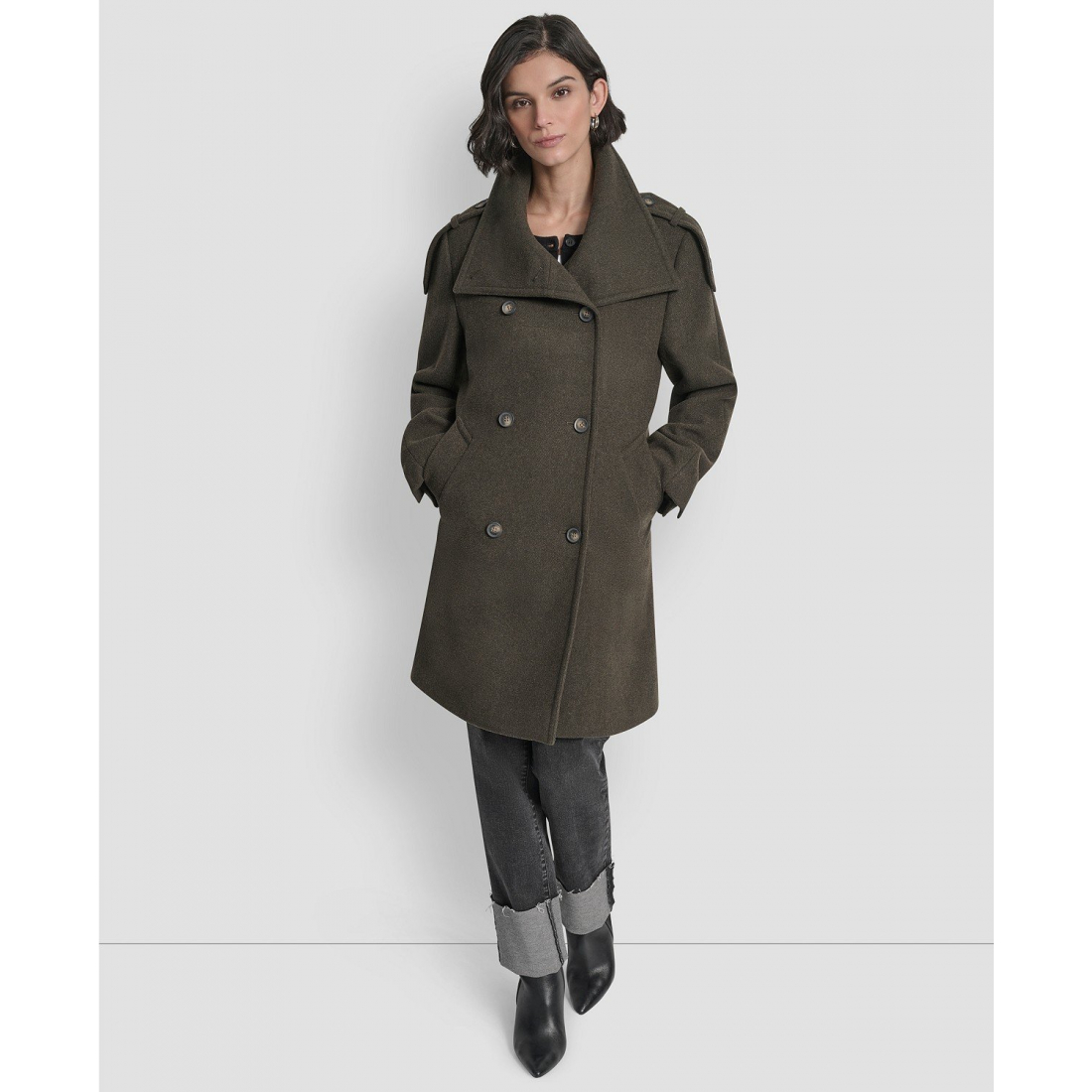 Manteau 'Double-Breasted Funnel Neck Military' pour Femmes