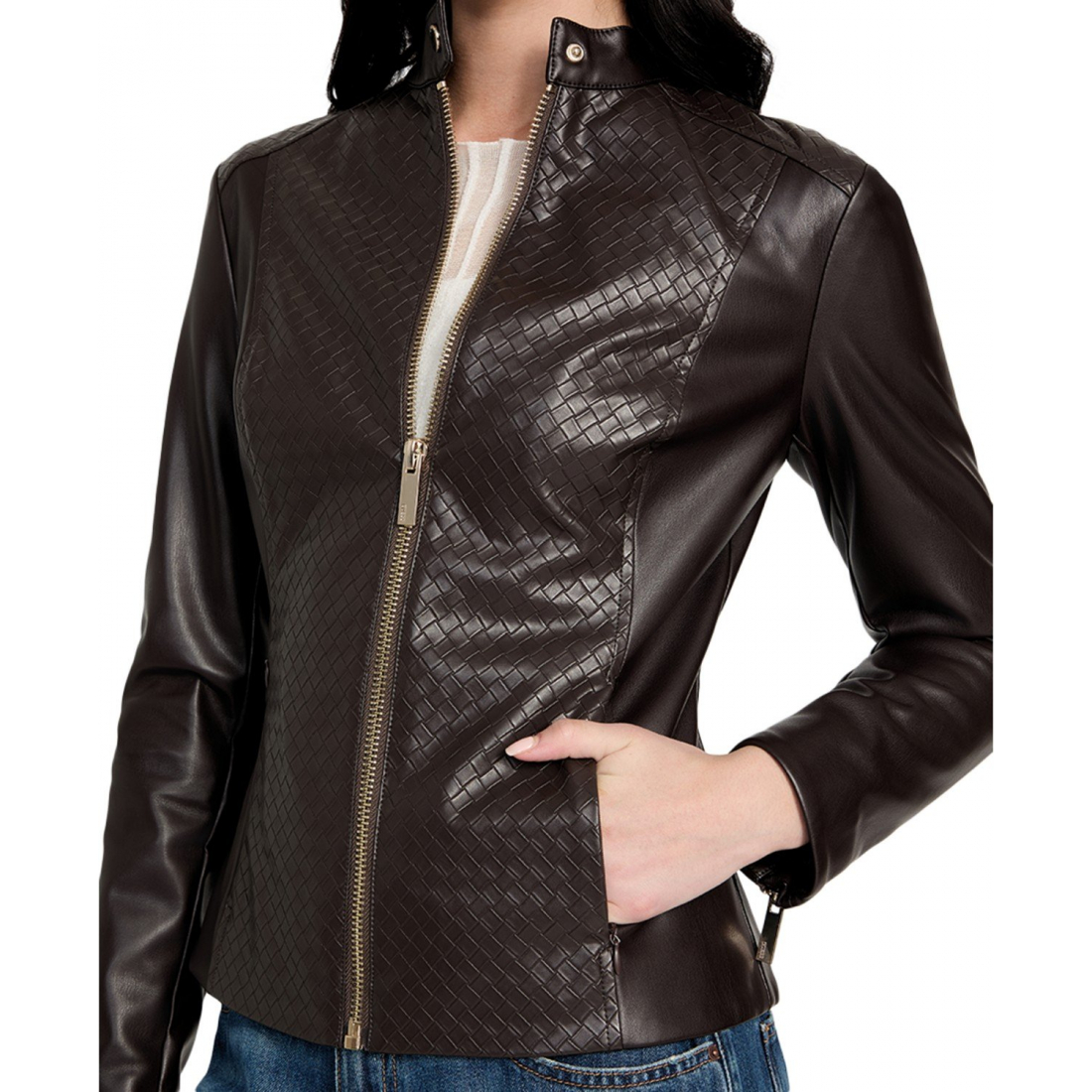 Perfecto 'Faux-Leather Basketweave' pour Femmes