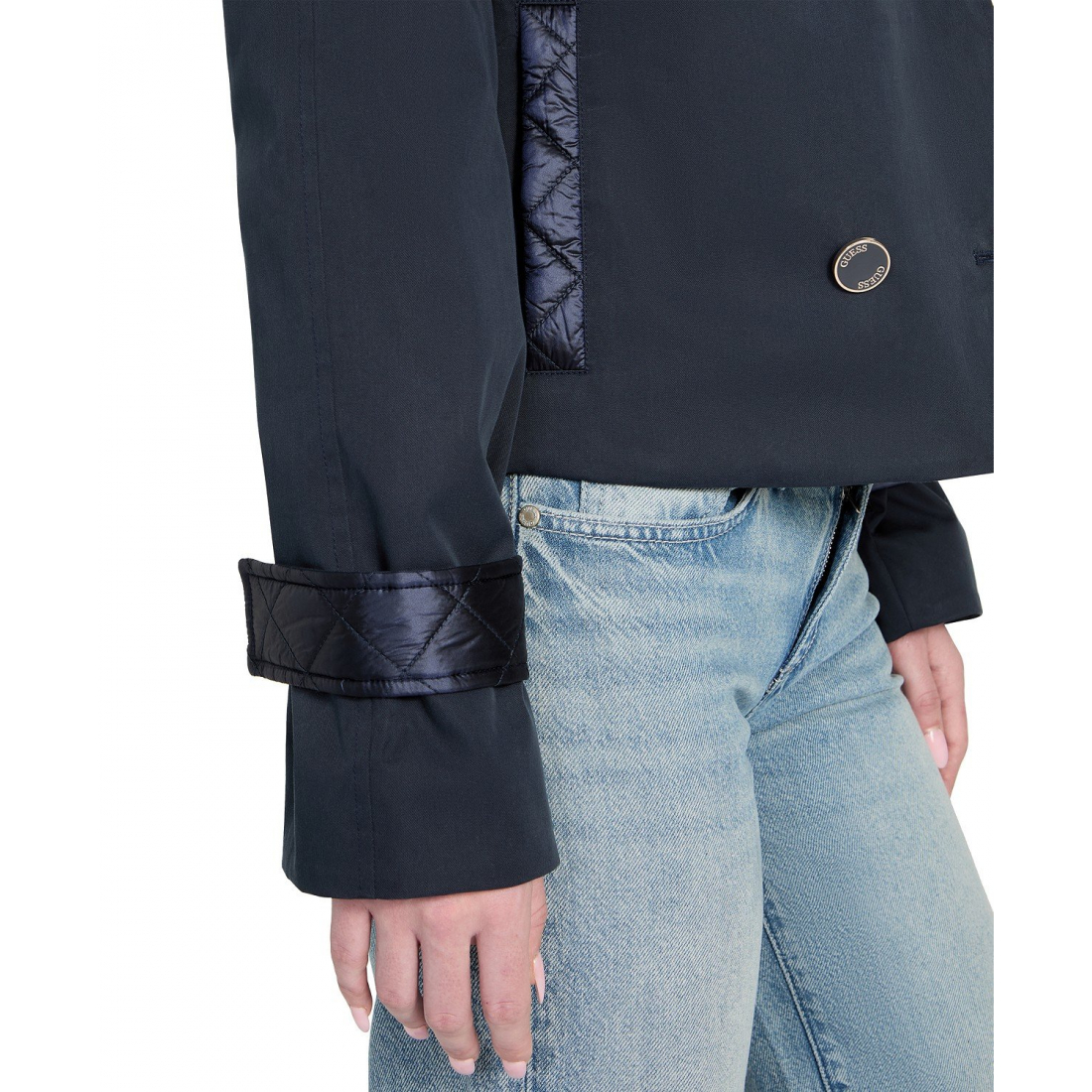 Women's 'Cropped Quilted-Trim' Trench Coat