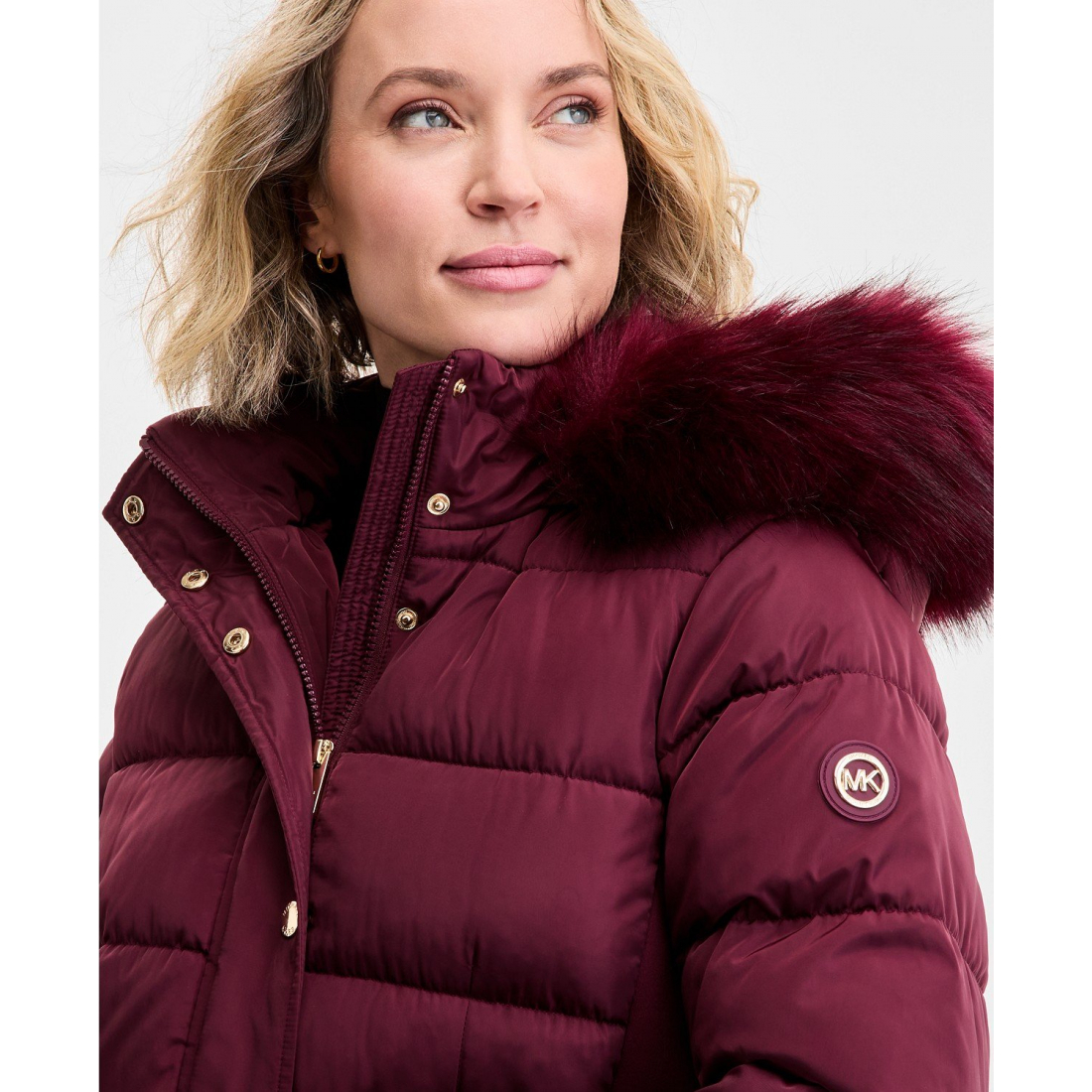 Manteau matelassé 'Faux-Fur-Trim Hooded' pour Femmes