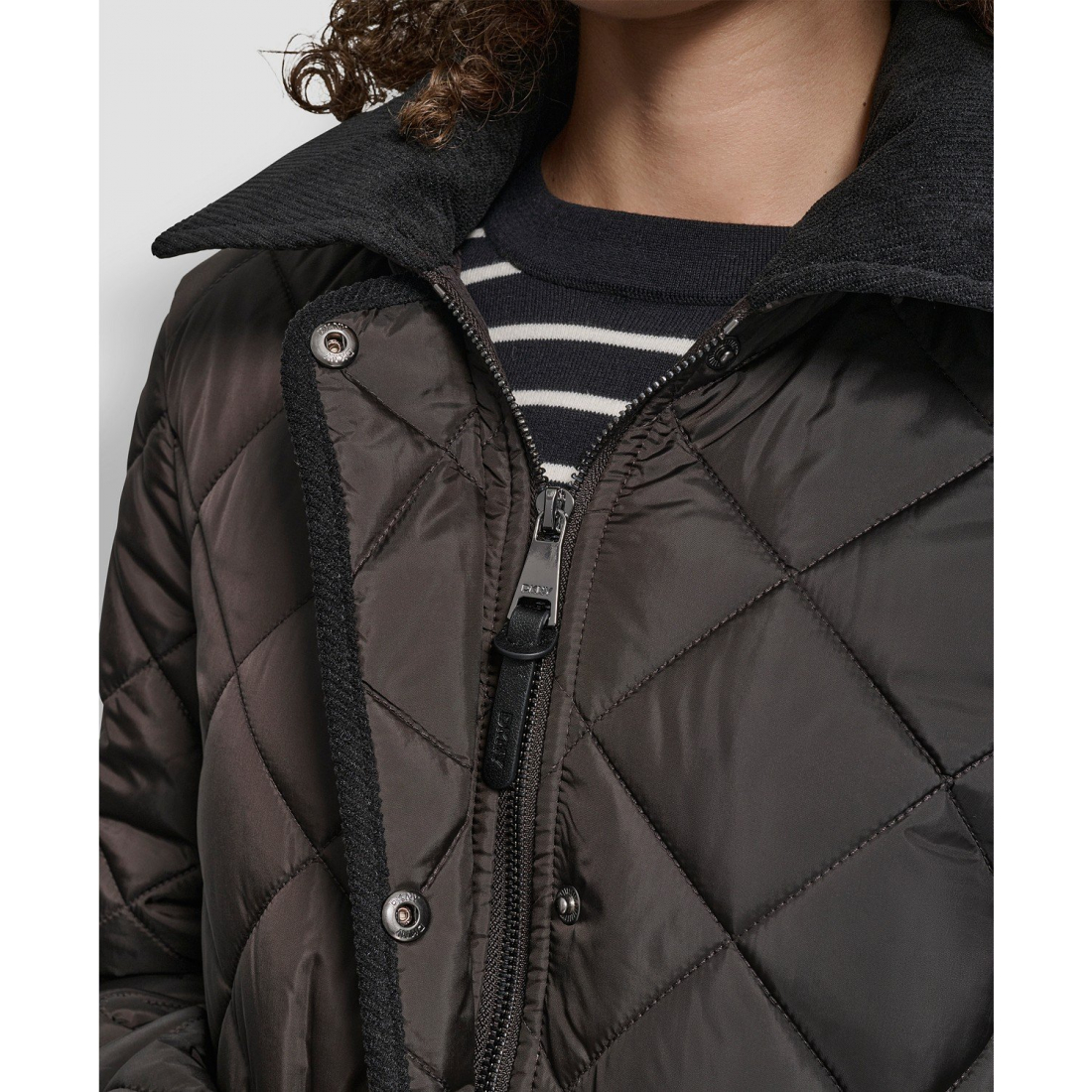 Women's 'Corduroy Collar Hooded Quilted' Coat