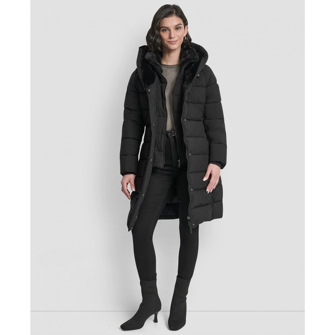 Manteau matelassé 'Belted Asymmetrical Zip Front' pour Femmes