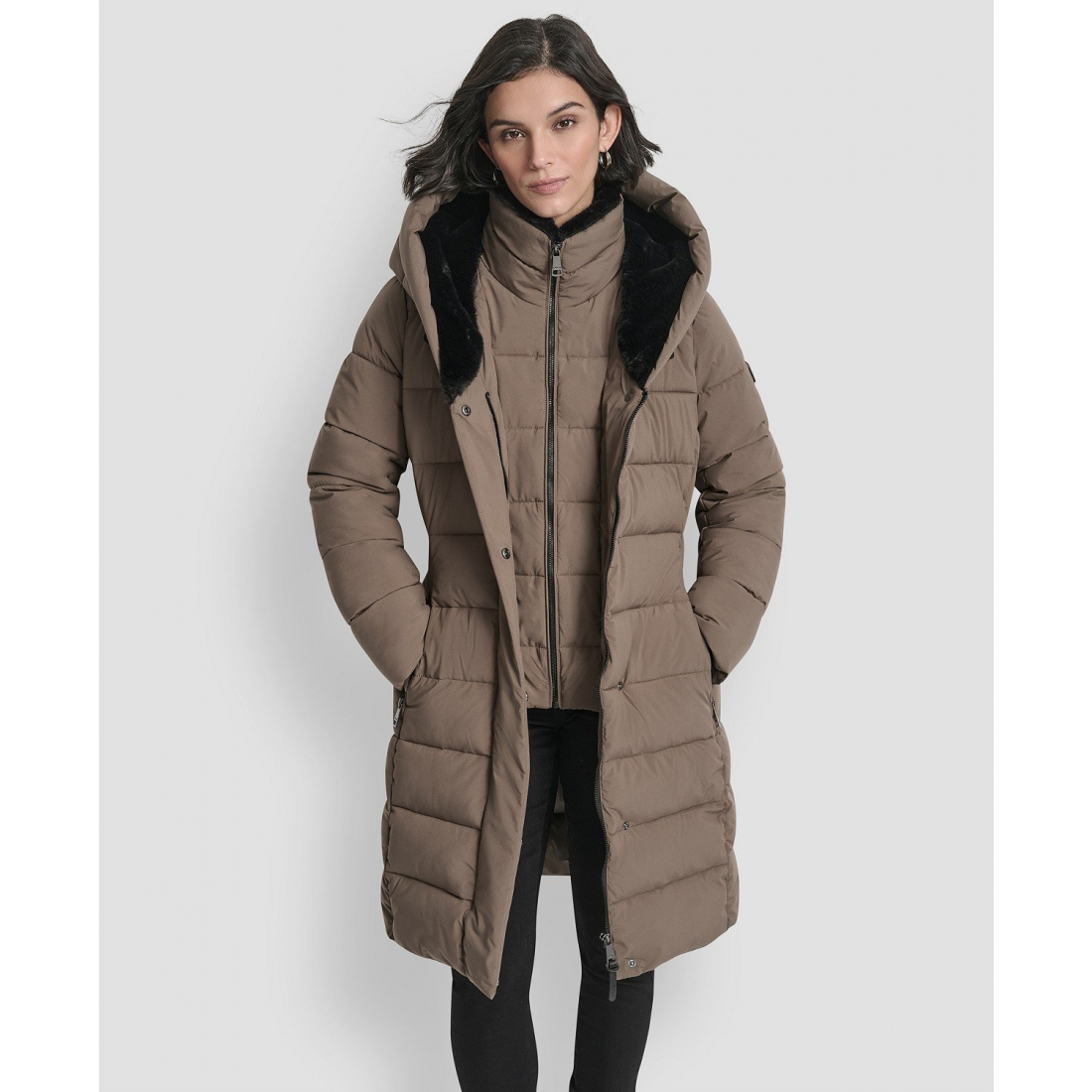 Manteau matelassé 'Belted Asymmetrical Zip Front' pour Femmes