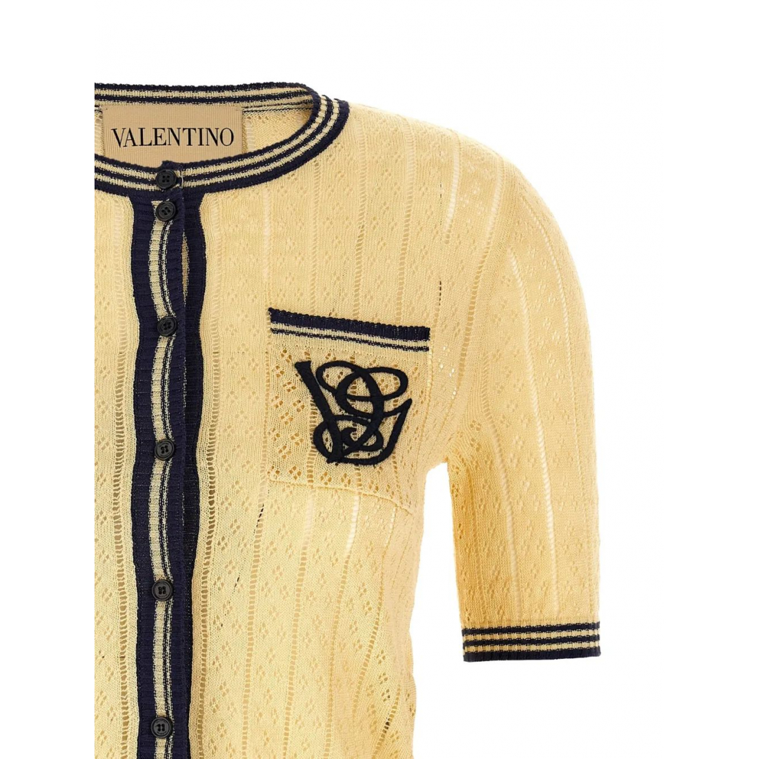 Cardigan à manches courtes 'Embroidered-Logo' pour Femmes