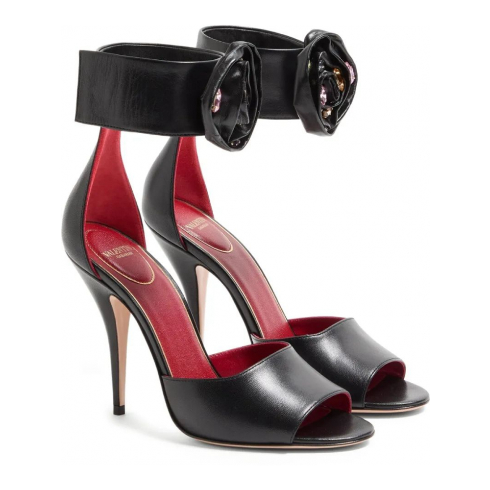 Sandales à talon 'Drip Rose Rose-Embellished' pour Femmes