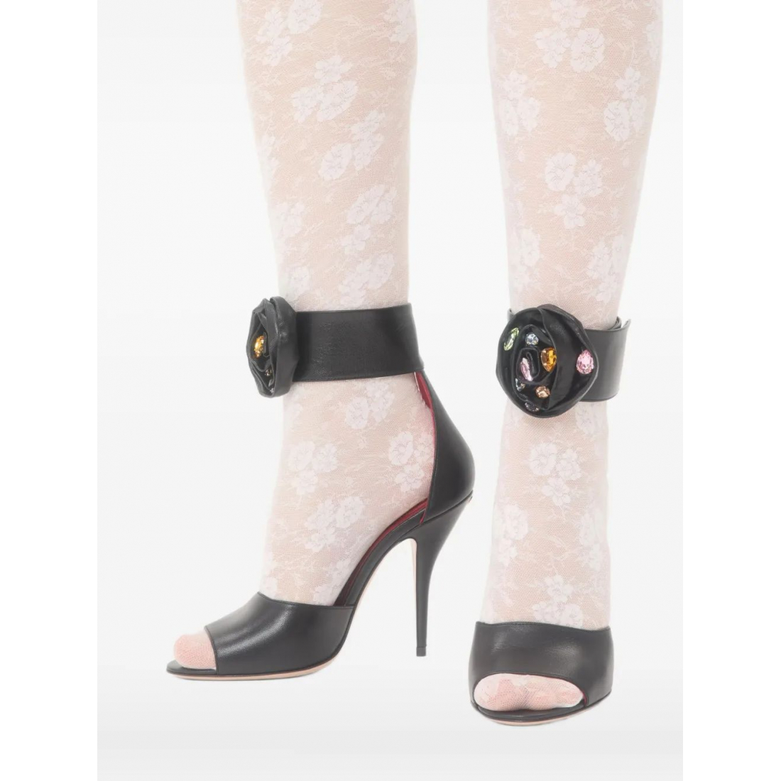 Sandales à talon 'Drip Rose Rose-Embellished' pour Femmes