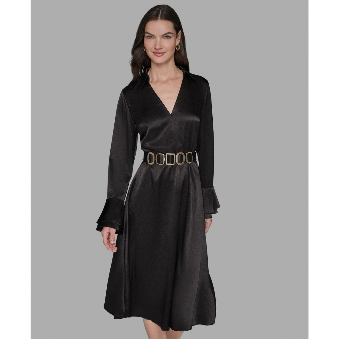 Women's 'Crinkle Long Sleeve' Midi Dress