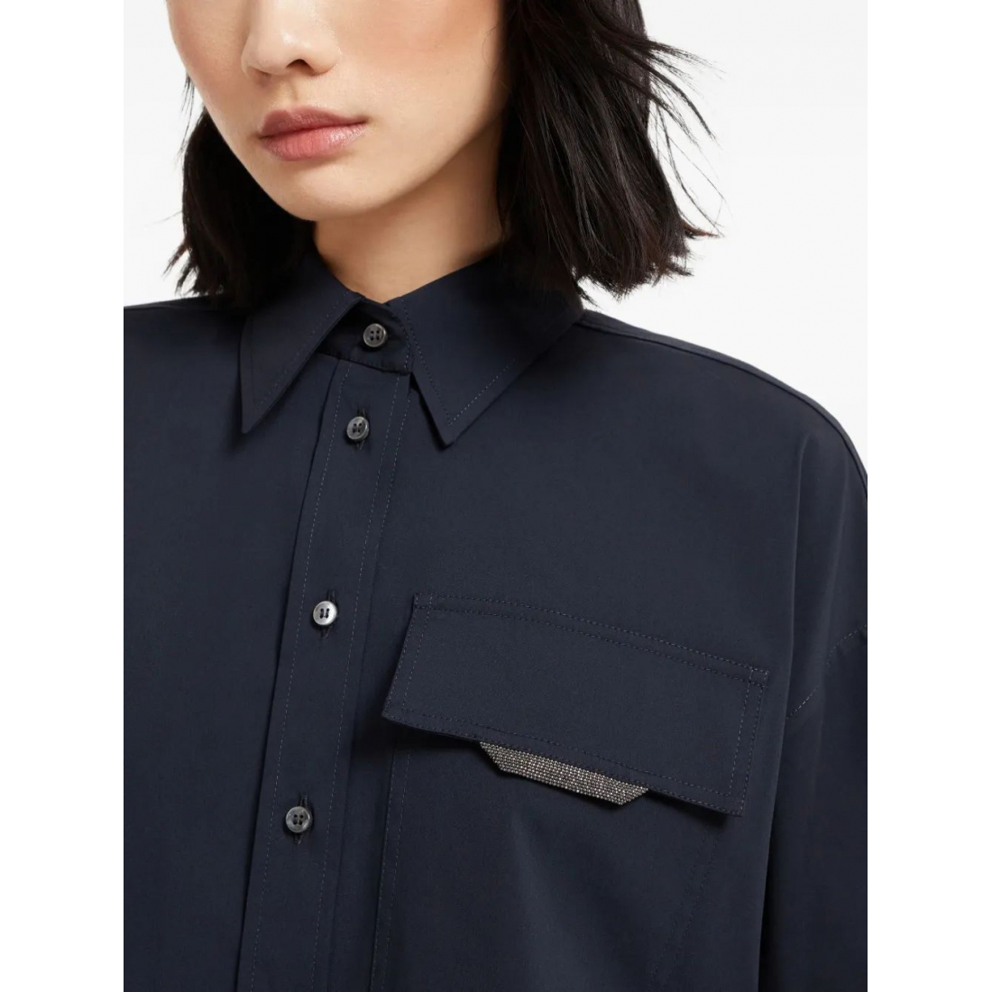 'Shiny Flap Detail' Hemd für Damen