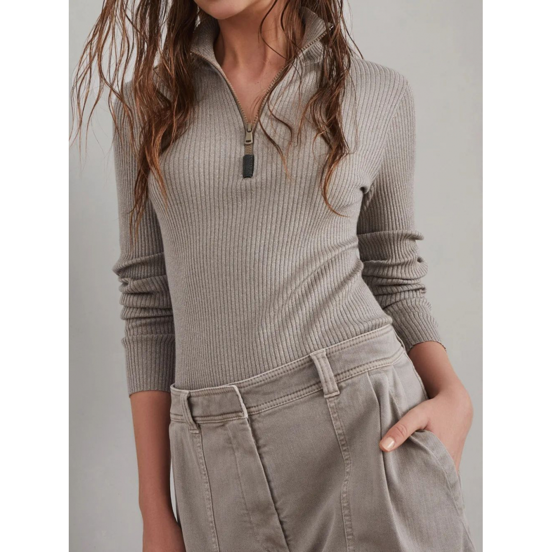 Pull à col roulé 'Ribbed Knit' pour Femmes