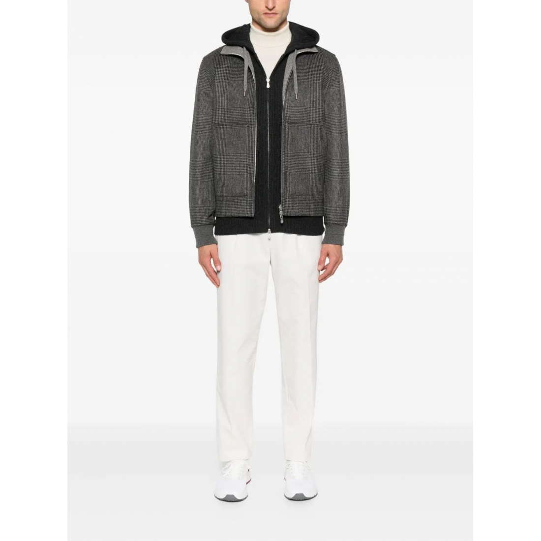 Men's 'Check-Pattern Zip-Up' Bomber Jacket