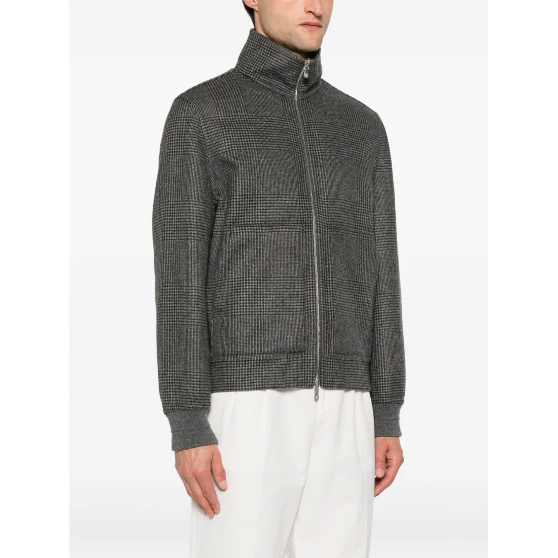 Men's 'Check-Pattern Zip-Up' Bomber Jacket