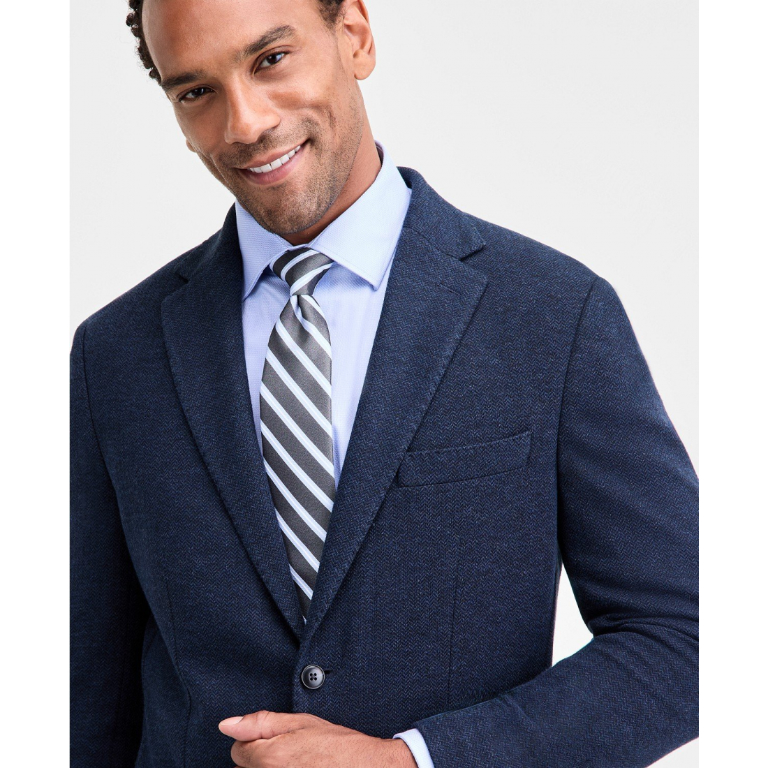 Blazer 'Classic-Fit Stretch Midnight Herringbone Knit Sport' pour Hommes