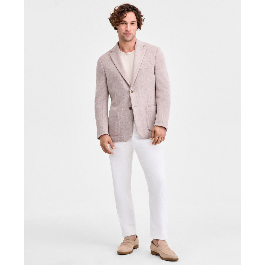 Blazer 'Classic-Fit Stretch Oatmeal Knit Sport' pour Hommes