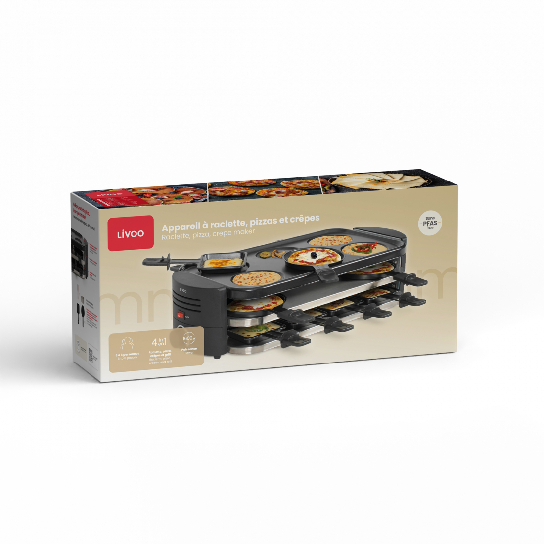 Raclette, Pizza And Crepe Machine For 8 People