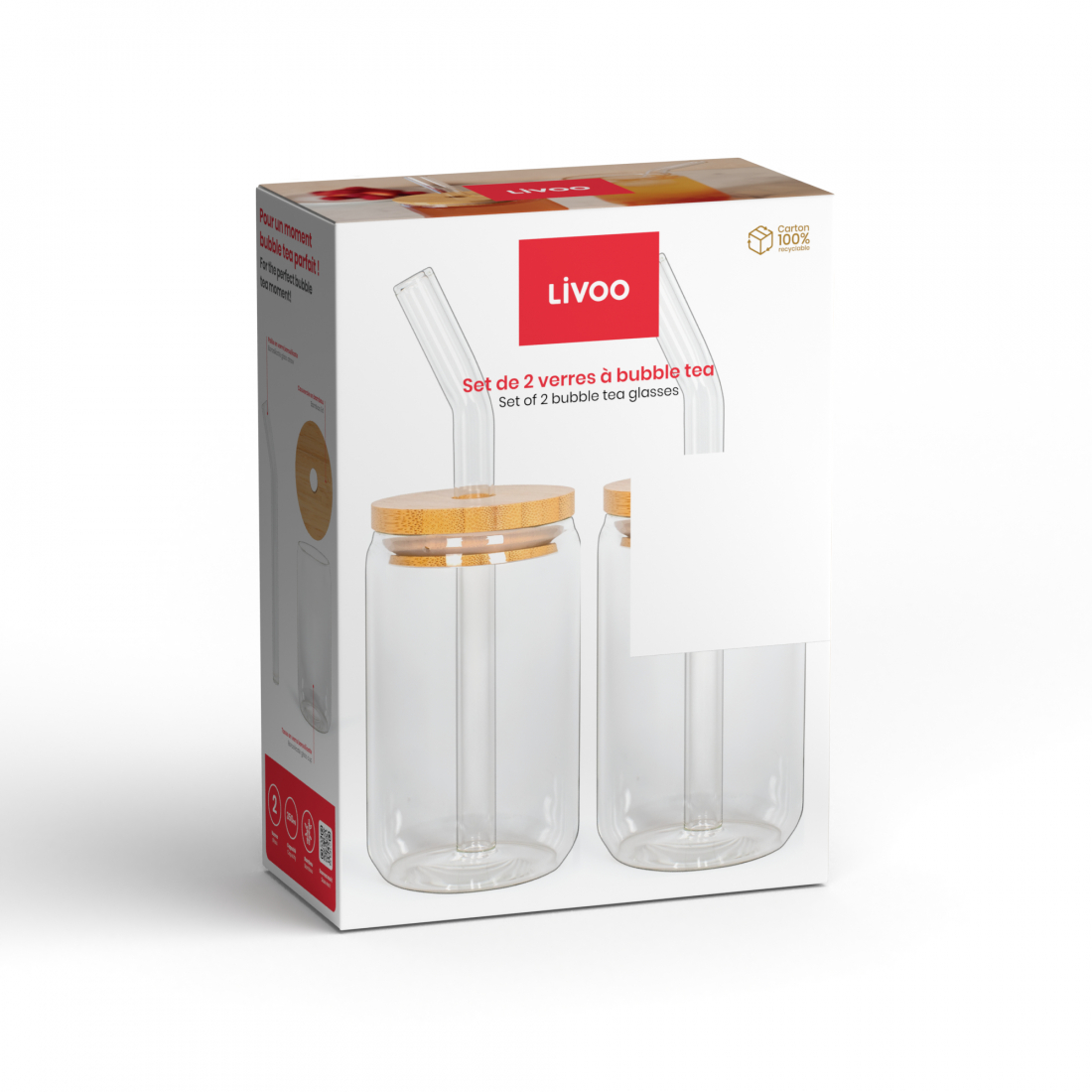 Set Of 2 Glasses With Straws