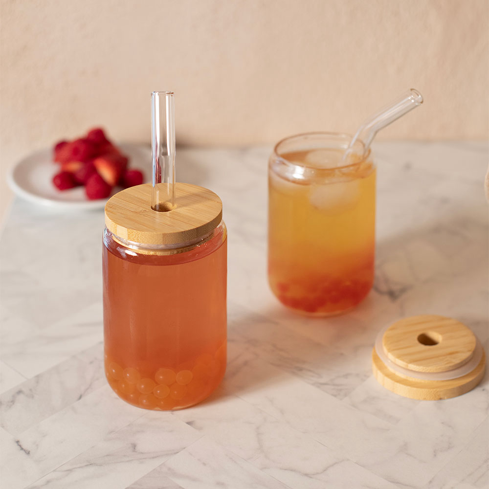 Set Of 2 Glasses With Straws