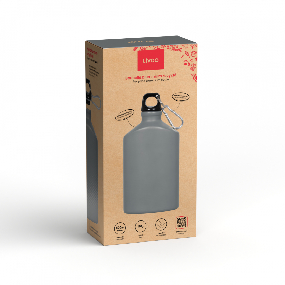Bouteille aluminium recyclé 500 ml
