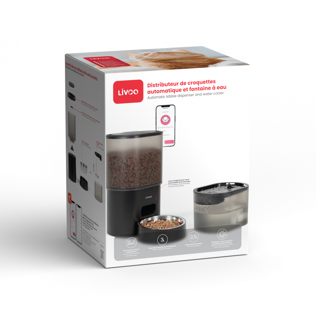 Distributeur de croquettes automatique et fontaine à eau