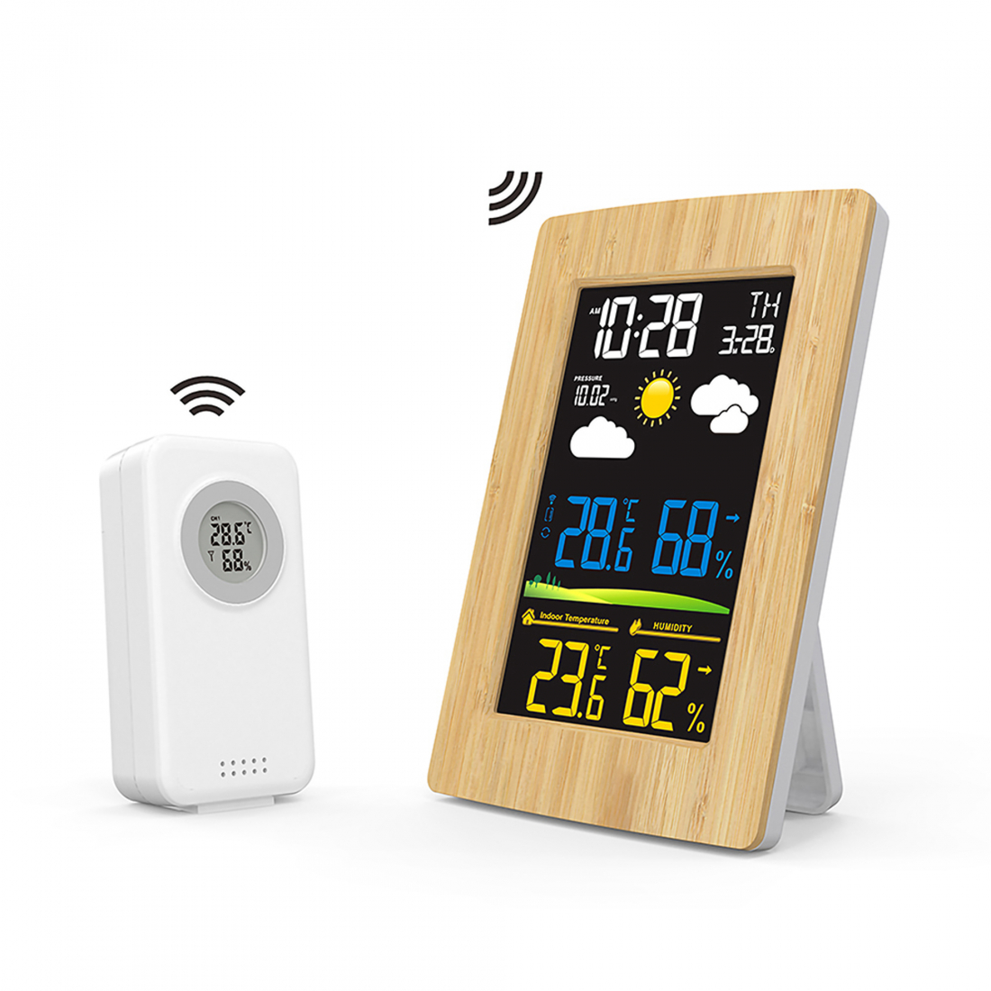 Station météo effet bois