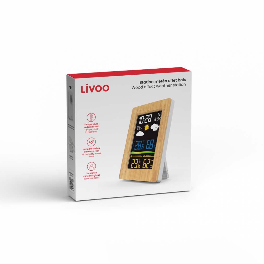 Station météo effet bois