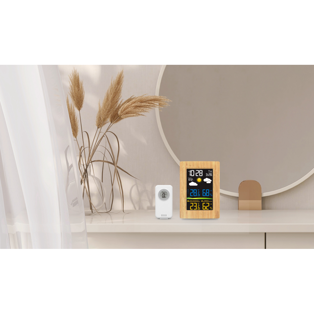 Station météo effet bois