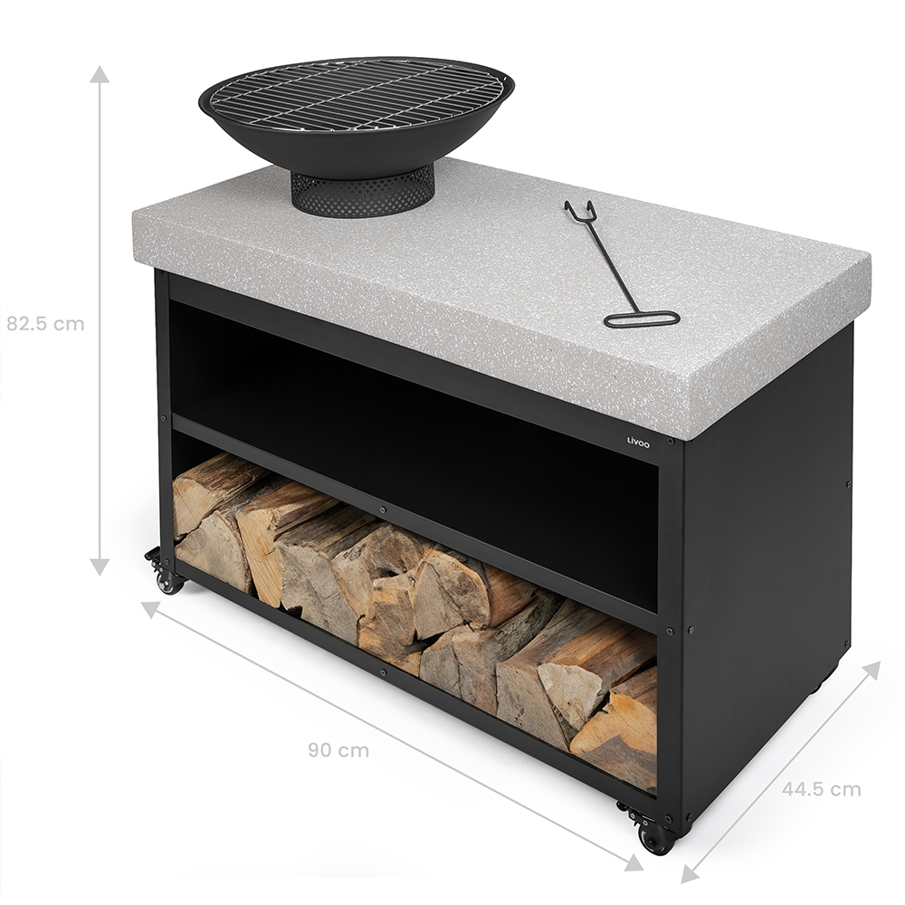 Brasero barbecue sur desserte