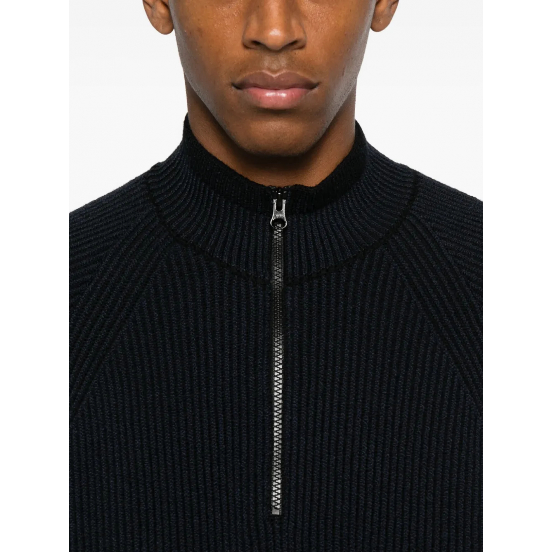 'Ribbed Zip-Neck' Pullover für Herren