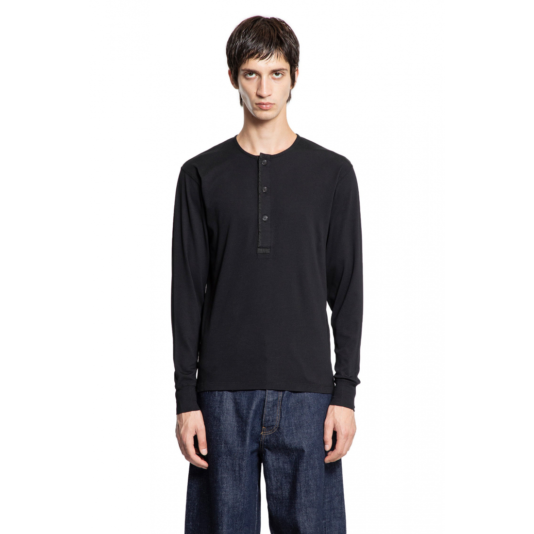 Men's 'Button-Placket' Long-Sleeve T-Shirt