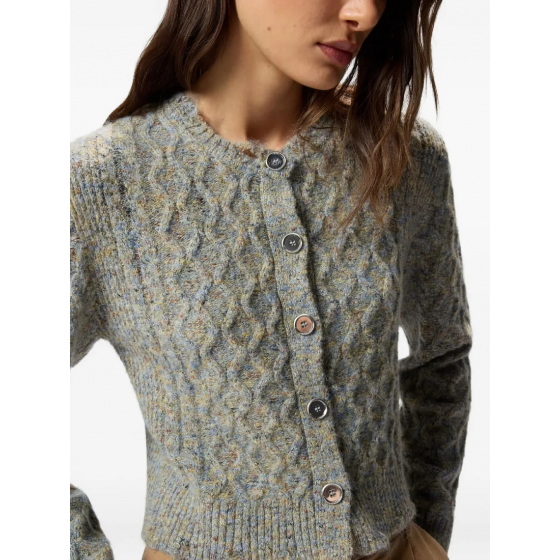 Cardigan 'Cable-Knit Button' pour Femmes