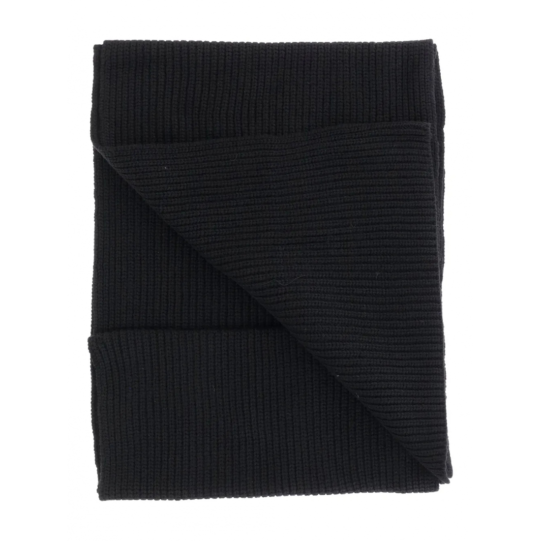 Women's 'Ribbed Logo-Patch' Wool Scarf