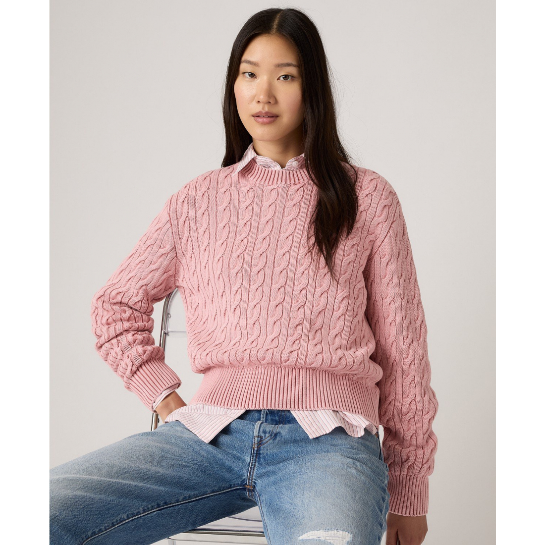 Women's 'Boyfriend Cable Crewneck' Sweater