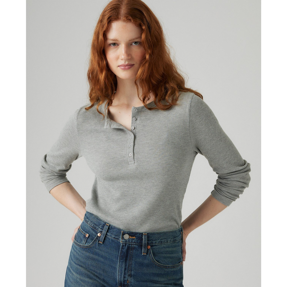 Top à manches longues 'Dana Henley' pour Femmes
