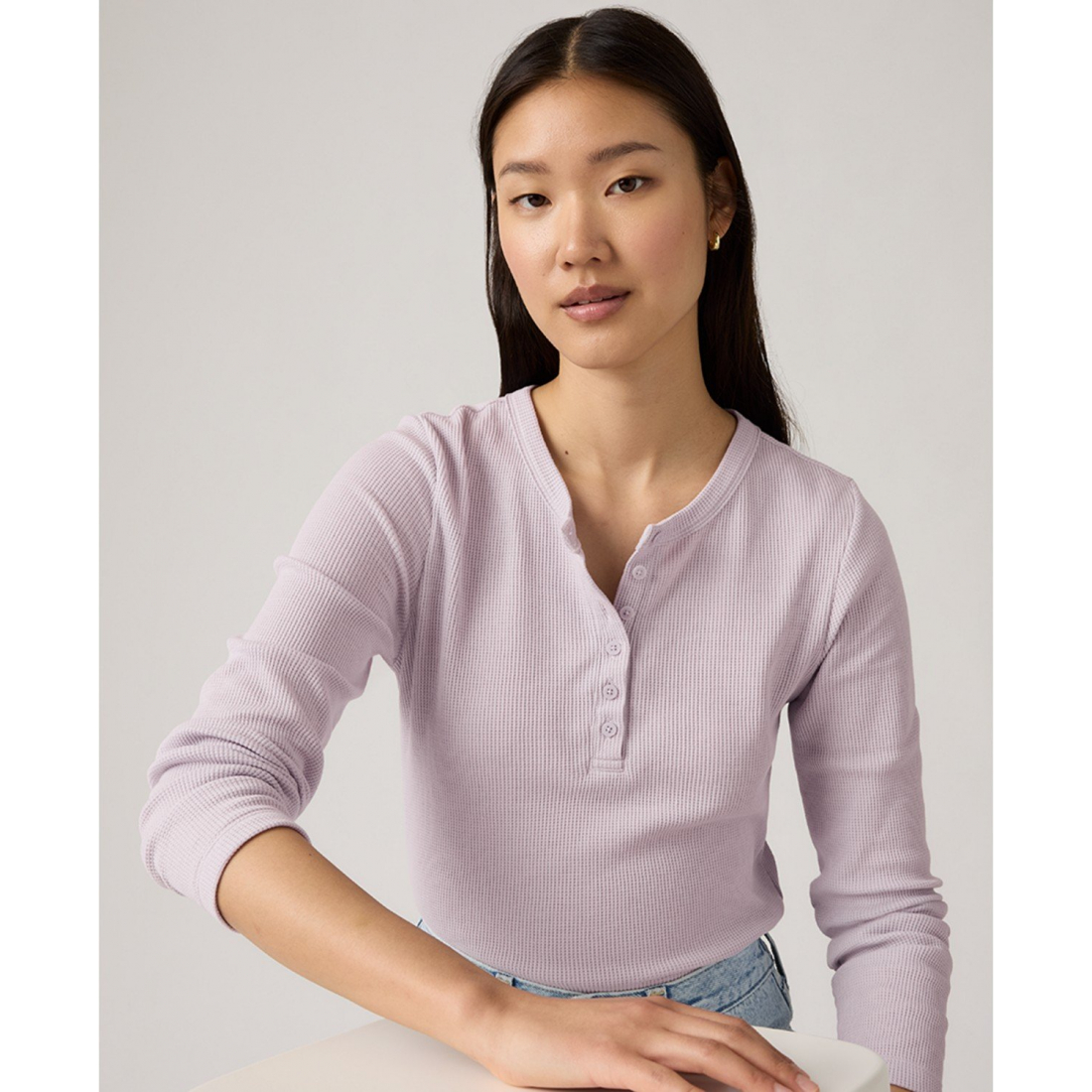 Top à manches longues 'Dana Henley' pour Femmes