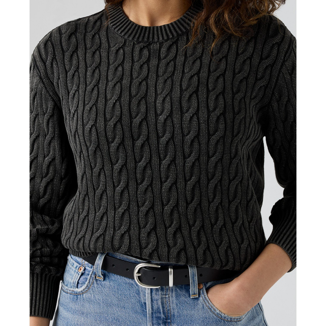 Women's 'Boyfriend Cable Crewneck' Sweater