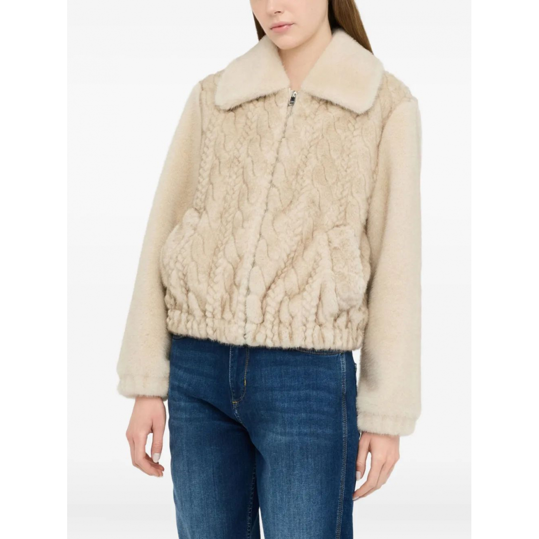 Manteau 'Cable-Knit Teddy' pour Femmes