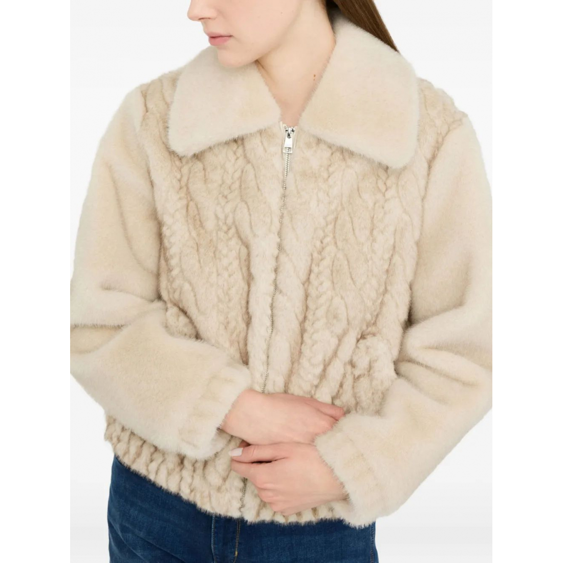 Manteau 'Cable-Knit Teddy' pour Femmes