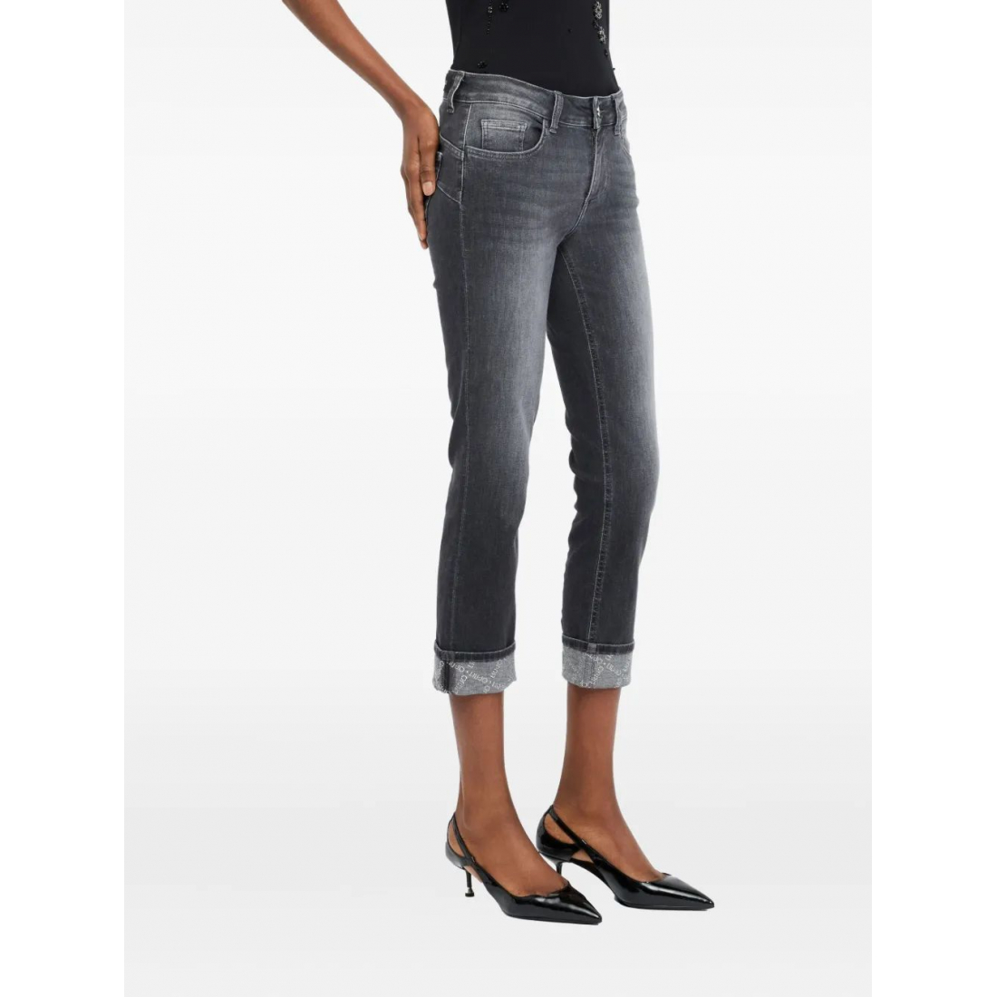 Women's 'Logo-Detail Turn-Up' Jeans