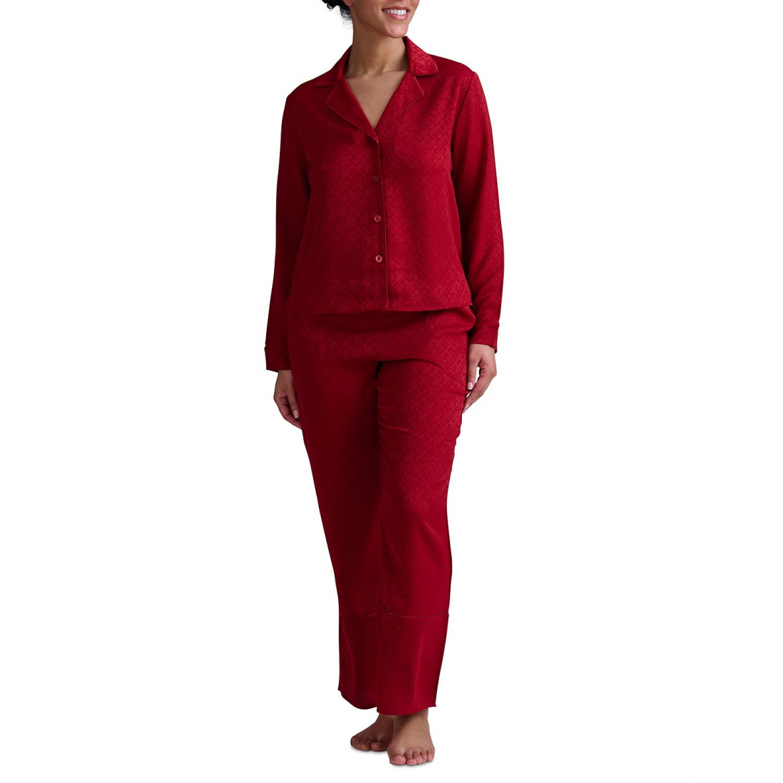 Pyjama Set 'Satin Logo Notch Collar' pour Femmes - 2 Pièces